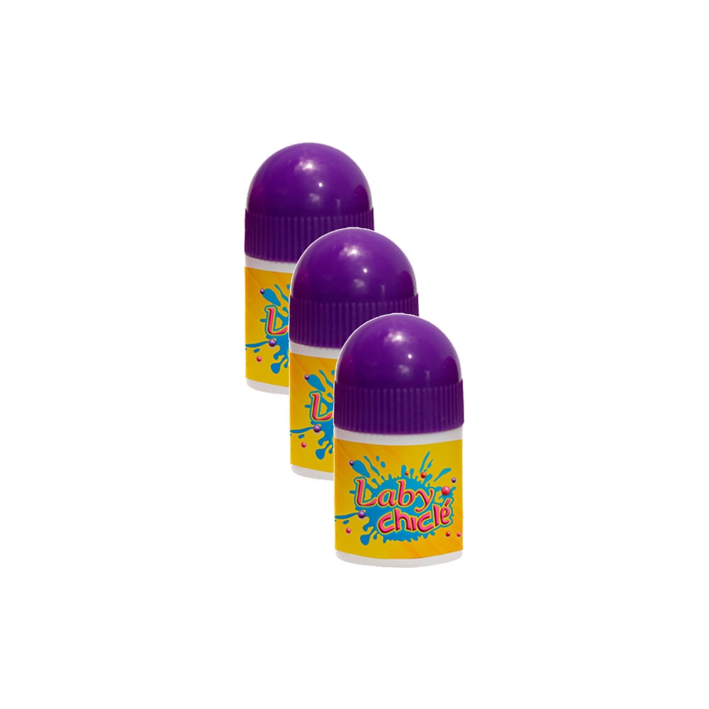 Kit 3 Protetor Labial Laby Chiclé Sabores Sortidos 1 Unidade 3,2g