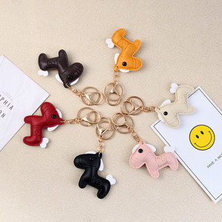 Acessório versátil para chaveiro de carro, pingente de bolsa em couro PU, decoração de cavalo pequeno com significado au