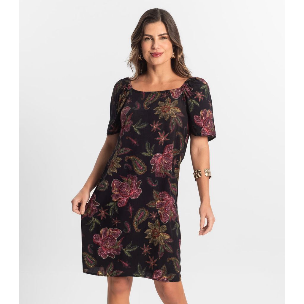 Vestido Feminino Estampado Select Preto