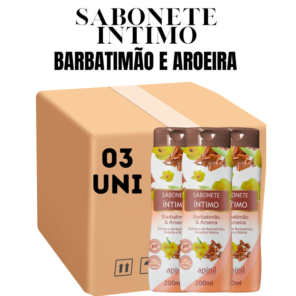 Kit 03 Unidades Sabonete Íntimo Apinil Barbatimão & Aroeira 200ML
