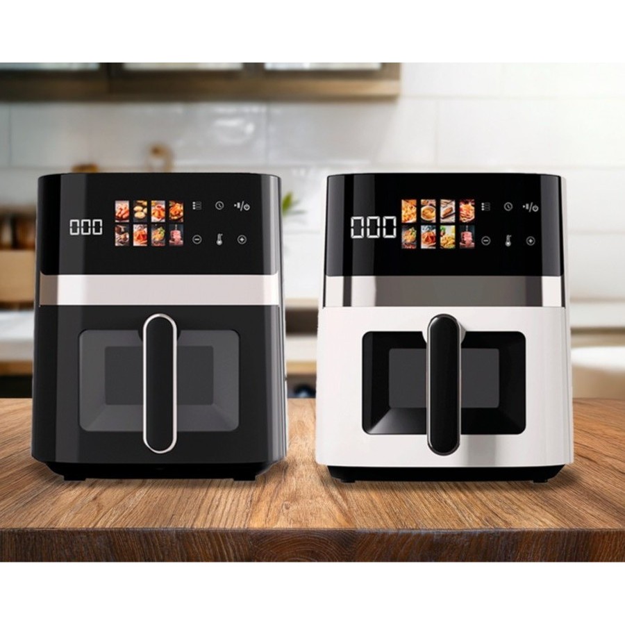 Fritadeira Air Fryer EletroTop Tamanho Familia Grande 5,5L 1350w Visor Transparente Touch Screen Cesto Antiaderente