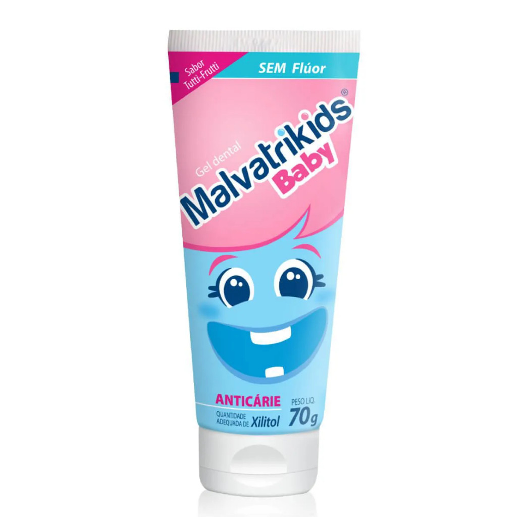 Malvatrikids Baby Gel Dental Infantil Sem Flúor – Higiene Bucal para Bebês e Crianças – 70g