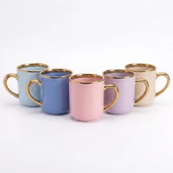Caneca de Cerâmica Imperial 325ml c/ Borda e Alça Dourada