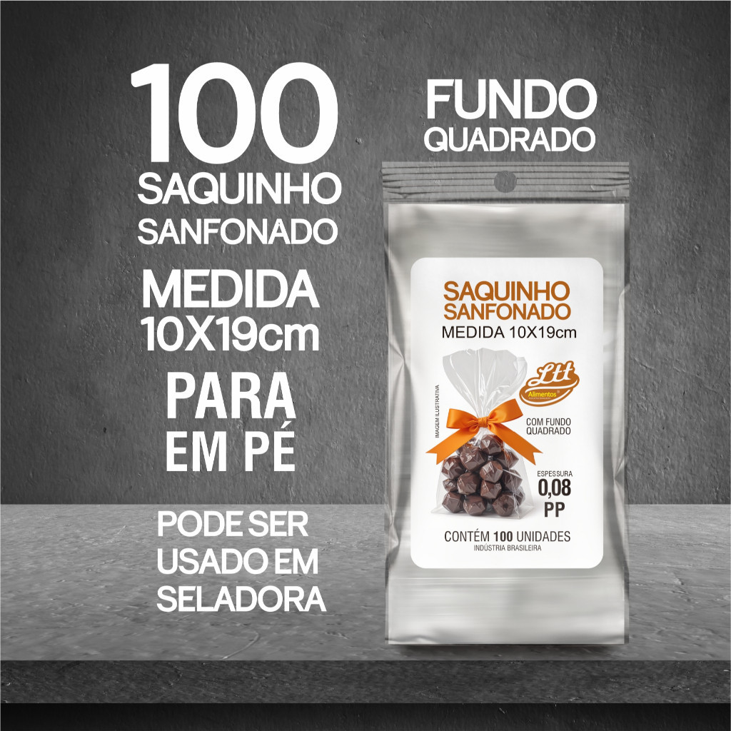 Saquinho para pipoca gourmet 10x19cm com 100 unidade — imagem 2 de 2