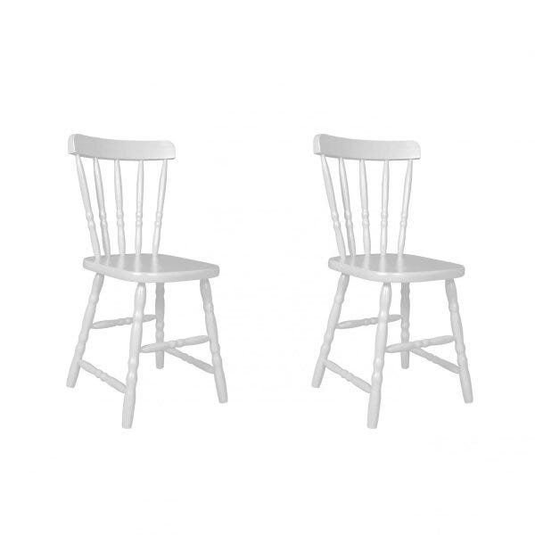 Kit 2 Cadeiras Madeira Maciça Country Branco