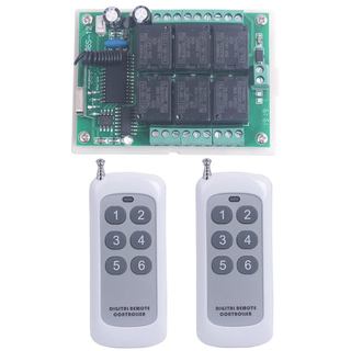 Interruptor de Controle Remoto Sem Fio de 6 Canais DC 12V 433MHz Transmissor e Receptor Interruptor de Relé Remoto 6CH 1