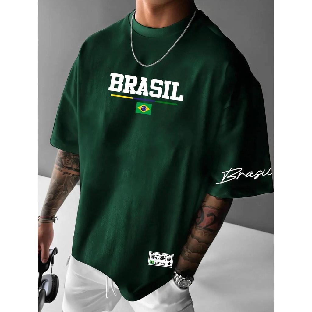 Camiseta Masculina Streetwear Algodão Adulto VERDE MILITAR ESCURO Estampada Diversas Brasil Money Quiet Gato California