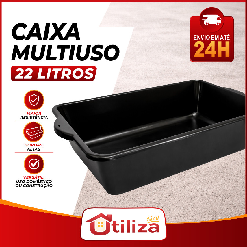 Caixa Multiuso 22lts Plástica Pedreiro, Obra, Construção, Para Mexer Massa, Cimento, Tintas e Pets