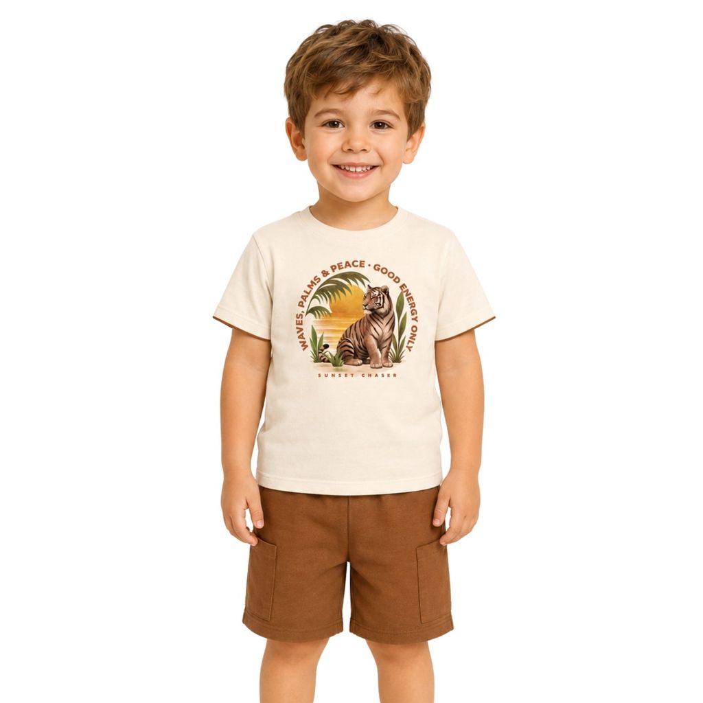 Conjunto Infantil Menino Marrom Kyly Verão Camiseta Estampada e Bermuda 1002020