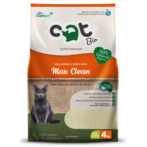 Areia Catbio Biodegradável 4 Kg - Max Clean - Grãos Finos