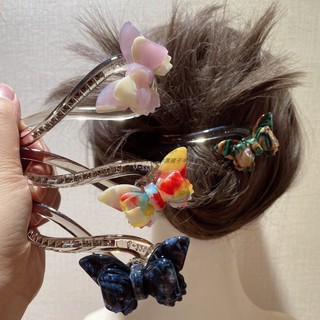 Frete grátis ~ Super linda fada acetato borboleta placa grampo de cabelo torção estilo elegante francês Retro cavidade A
