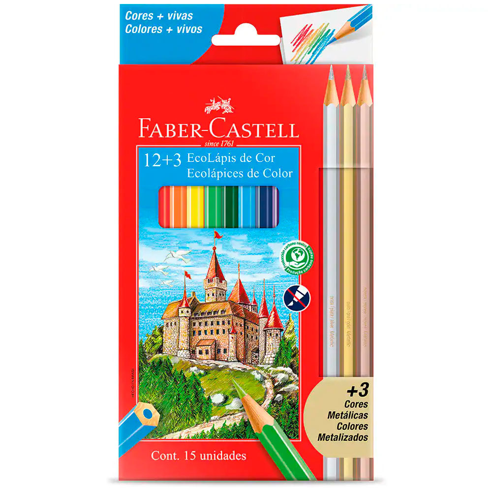 Lápis de cor 12 cores + 3 metálicos 120112+3MET\112611 Faber-Castell