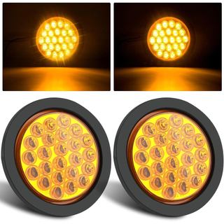 Konrali 2 Peças Luzes Estroboscópicas Redondas de 4 Polegadas, 24 LEDs, Luzes Traseiras de Reboque, Luz Estroboscópica Â