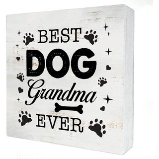 Placa de Madeira "A Vovó de Cães de Sempre" para Decoração de Casa, Rústica, para Amantes de Cães, Placa de Madei