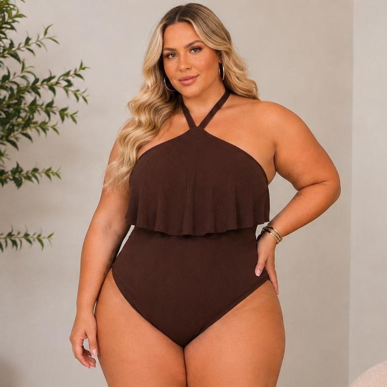 Body Feminino Plus Size Suplex Premium Sem Bojo Tamanho 50 ao 60 Confortável e Não Transparente