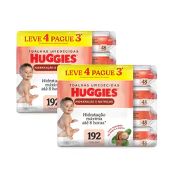 Kit 2 Lenços Huggies Hidratação e Nutrição Contra Assaduras 4x48 Unidades