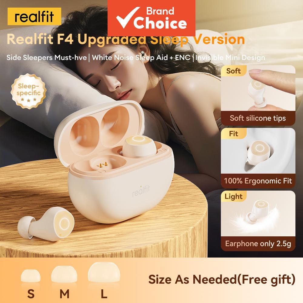 Realfit F4 Fones De Ouvido Bluetooth 6.0 ANC Sem Fio Com Cancelamento De Ruído Ativo Graves Profundos HiFi Som Estéreo U