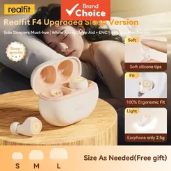 Realfit F4 Fones De Ouvido Bluetooth 6.0 ANC Sem Fio Com Cancelamento De Ruído Ativo Graves Profundos HiFi Som Estéreo U