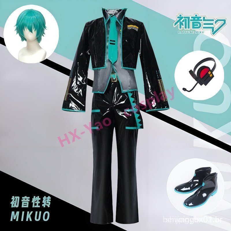 Fantasia de Cosplay Hatsune Miku para Homens, Estilo VOCALOID Formula, Conjunto de Fantasia e Peruca para Festa 30 ABKR