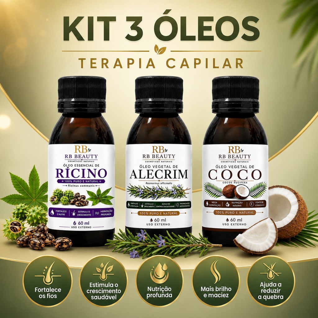 Óleo Capilar 60ml – Coco Rícino Alecrim Tratamento e Crescimento