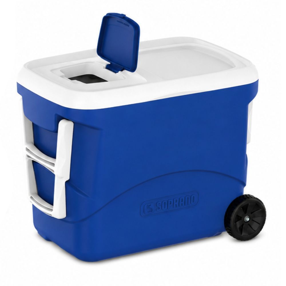 Caixa Térmica Tropical Plus Soprano Com Rodas 50L Azul Para Bebidas até 68 Latas de 350ml
