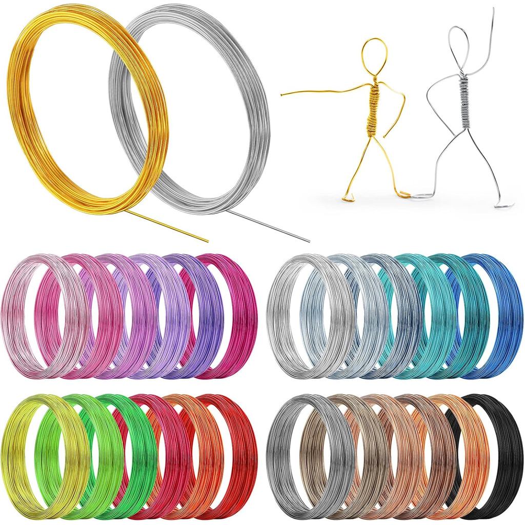 25 Rolos de Fio de Alumínio Multicolorido para Artesanato, Metal Flexível para Arte, Fio Colorido para Fabricação de Joi