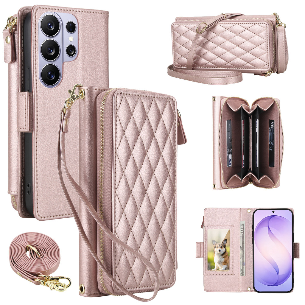 Crossbody Longo Cordão Multi Cartão Solt Carteira De Couro Caso Para Samsung S26 Ultra S25 S23 S24 A57 A37 A27 A07 Capa 