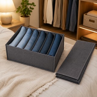 Organizador de Roupas 6 Divisórias Dobrável | Caixa Organizadora para Roupas | Organizador de Guarda-Roupa e Gaveta
