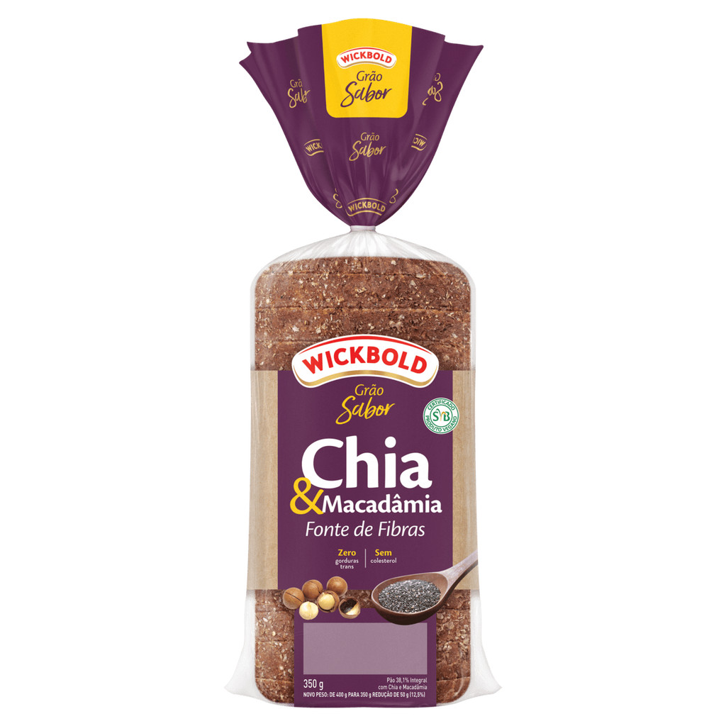 Wickbold Pão de forma sabor chia e macadâmia 350g