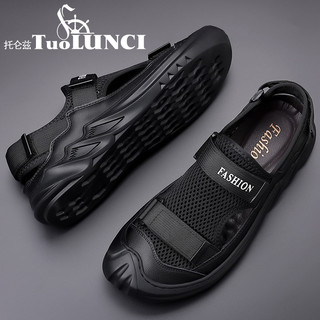 Sandálias masculinas 2026 verão novo estilo na moda couro genuíno sapatos de praia romanos Baotou respirável tamanho gra