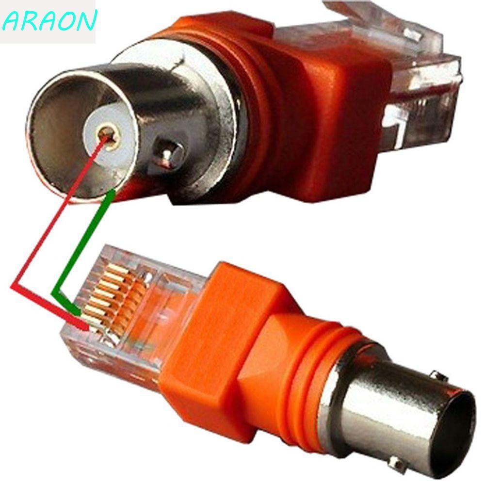 Adaptador 1Pc Barril Acoplador Coaxial Cabos De Computador Laranja Montagem Monitor Acessórios BNC Fêmea Para RJ45 Macho