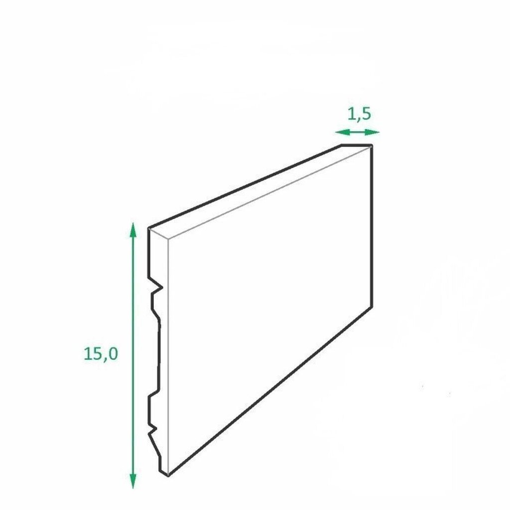 Rodapé Poliestireno Liso 15cm x 2,40m Casa Grassi Kit 12m Preto Liso — imagem 2 de 2