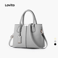 Lovito Cinza Elegante Bolsa avançada de grande capacidade com temperamento e textura para mulheres LFAR6088