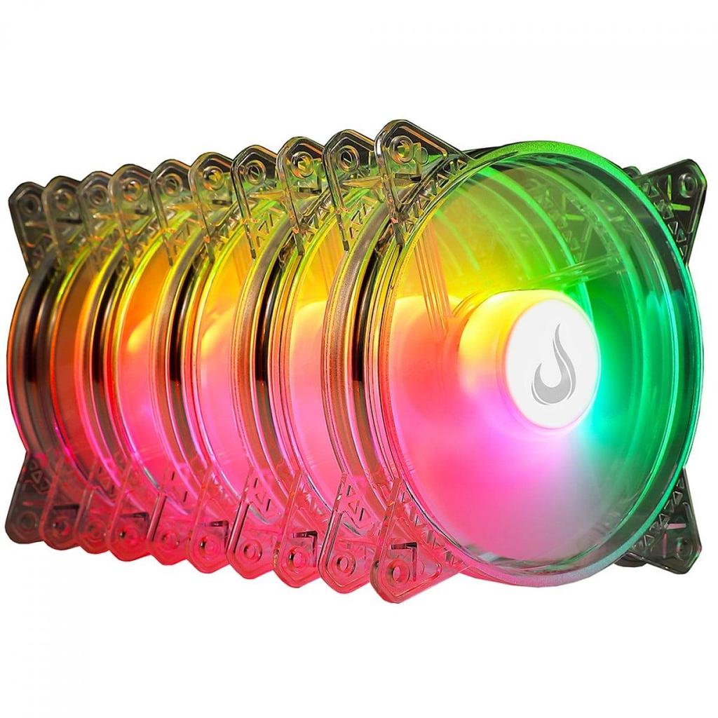 Kit Fan com 5 Unidades Rise Mode Crystal Sound, ARGB, 120mm, Com Controladora, Transparente, RM-CS-02-ARGB (Terabyte Oficial)