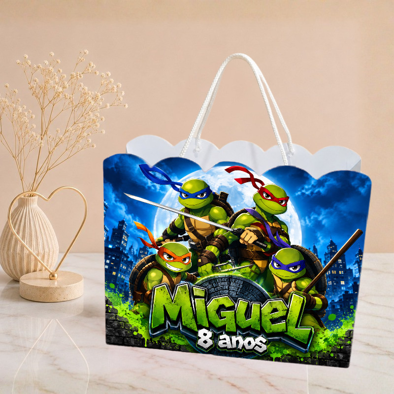 Sacolinha Tartarugas Ninja, Personalizado  Sacolinha  Mimos  Lembrancinha | Aniversário  Bolofofo PEGUE E MONTE