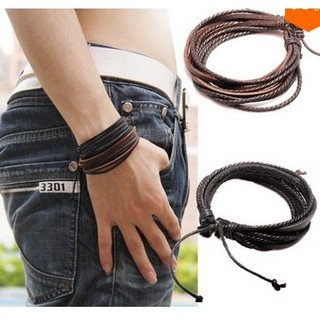 Venda quente Multi-camada pulseira de couro feminino masculino versão coreana moda corda de cera de couro trançado corda
