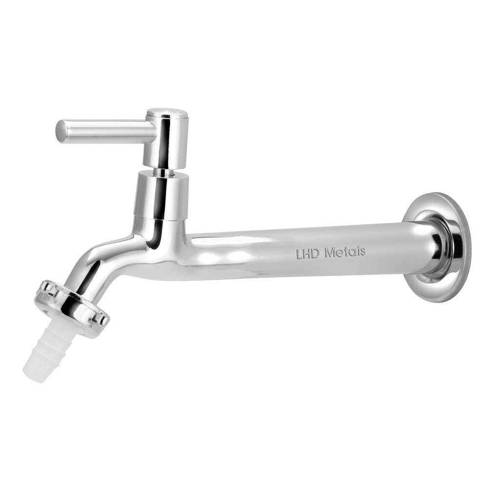 Torneira Tanque Jardim Metal Reta Com Bico Parede 22cm 1/4 Volta Conexao 1/2 3/4