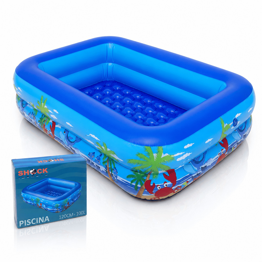 Piscina Inflável Infantil Retangular 100 Litros 120 cm Azul