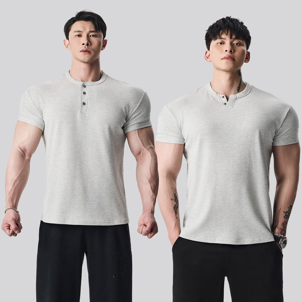 GD textura listrada grande camiseta de manga curta masculina verão esportes lazer treinamento de Fitness estilo fino rou