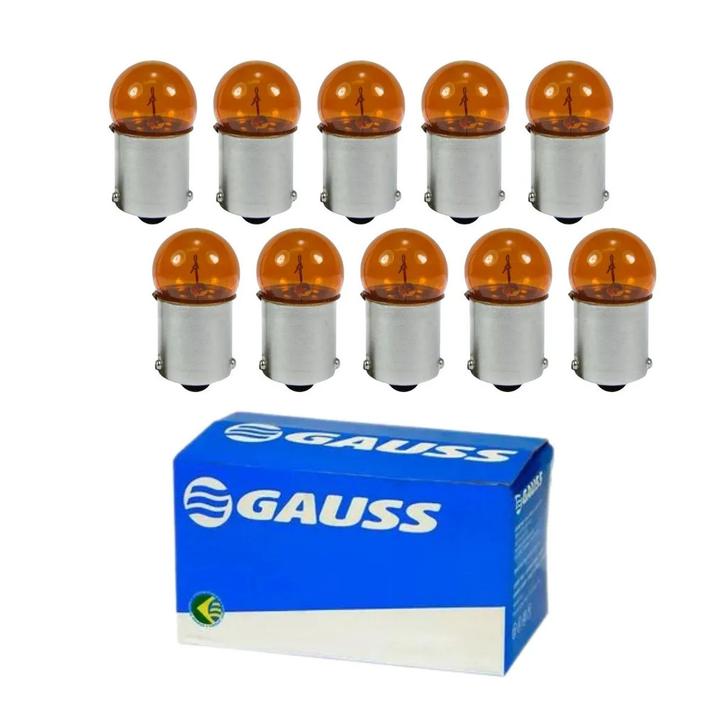Kit 10 Lâmpadas RY10W 12V ORIGINAL Gauss 10W Âmbar GL0067D