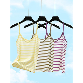 Modal com decote em V camisola verão estilo fino sem mangas topo senhoras Casual tamanho grande listrado camisa de fundo