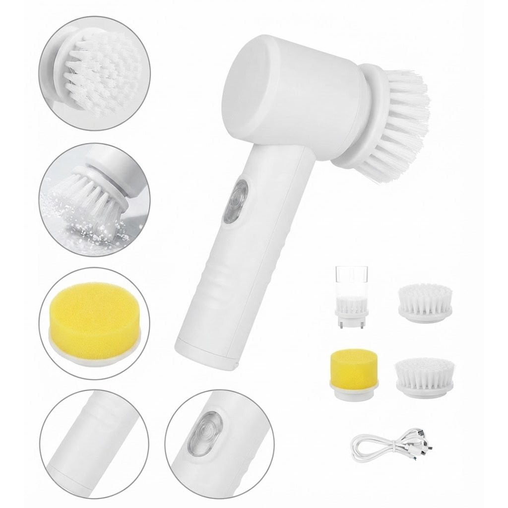 Escova De Limpeza Eletrica Giratoria 5 Em 1 Recarregavel Usb