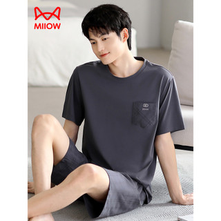 Pijama de gato masculino verão puro algodão Shorts de manga curta estilo fino verão masculino tamanho grande estilo verã