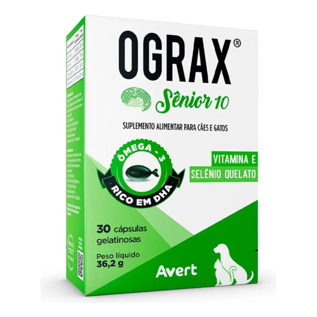 Ograx Senior 10 Suplemento Para Cães Gatos 30 Cápsulas Avert