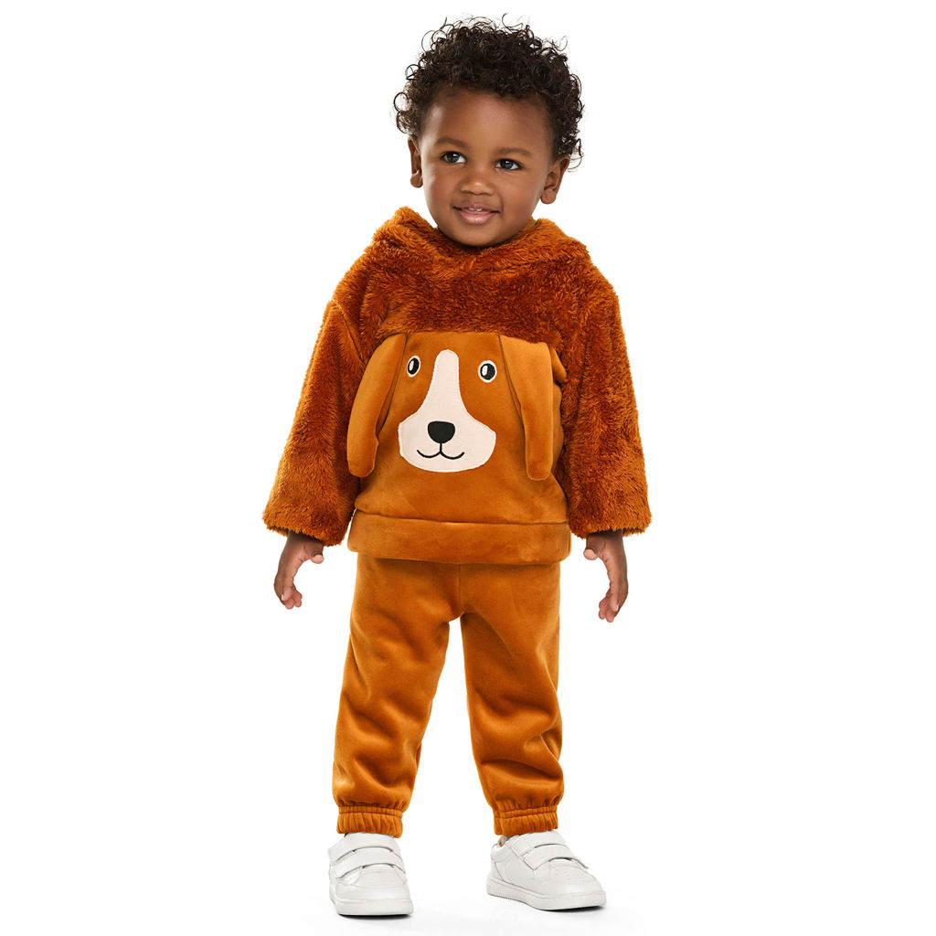 Conjunto Bebê Menino Peluciado Cachorro Elian Marrom