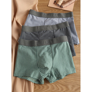 3 pacote roupa interior masculina listrado algodão puro boxer alta elástica respirável cintura média boxer Briefs menino
