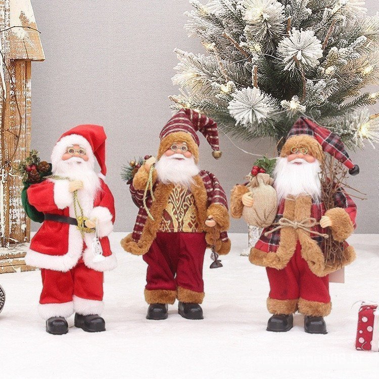 Gamma bebê 30cm sem decoração de natal papai noel decoração de personagem de natal com saco de presente adequado para fe
