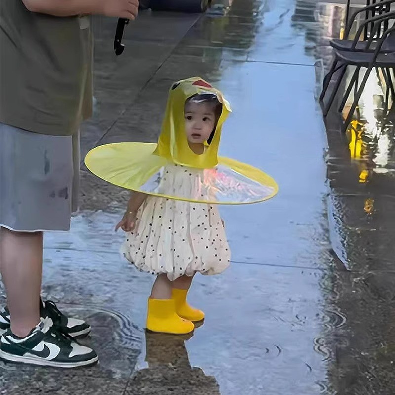 Capa de chuva UFO Chapéu guarda-chuva estilo manto de pato amarelo