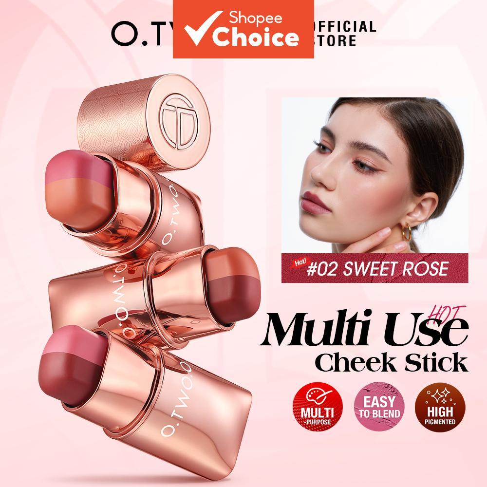 O.TWO.O Batom & Blush em Bastão Alta Dupla Cor, Toque Sedoso, 7 g, 3 Cores