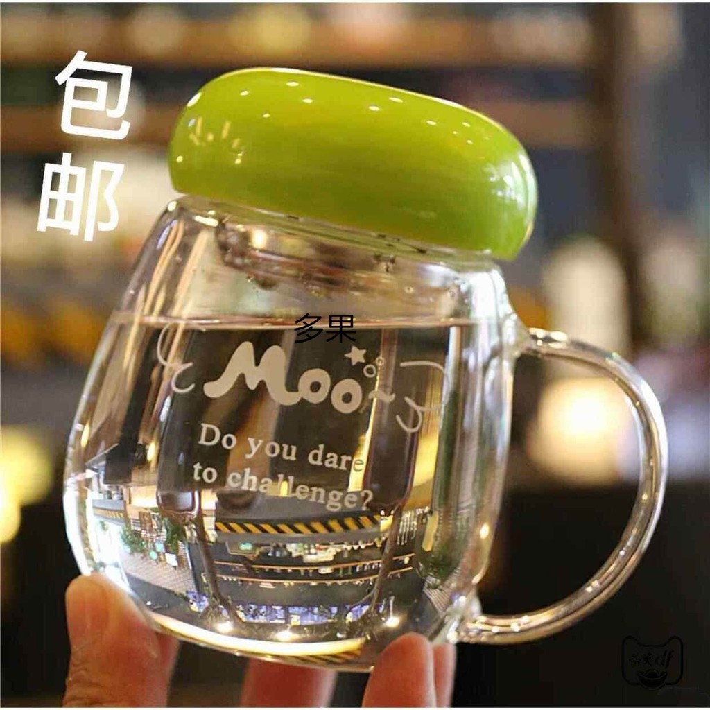 Criativo Mini copo de vidro doméstico resistente ao calor copo de água de escritório com alça masculino feminino com tam
